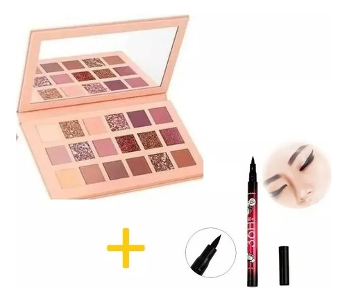 Paleta De Sombras Para Maquillaje 18 Tonos + Delineador 36 H