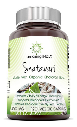 Shatavari Organico 500mg Con 120 Capsulas Alta Potencia Sabor Sin Sabor