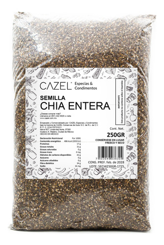 Semilla De Chía Calidad Premium 250g