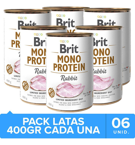 Alimento Perro Brit Care Mono Protein Rabbit Pack 6 Un. Np