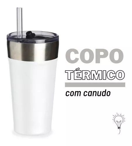 Taza Termica De Acero Inoxidable Con Tapa + Pajita de Acero