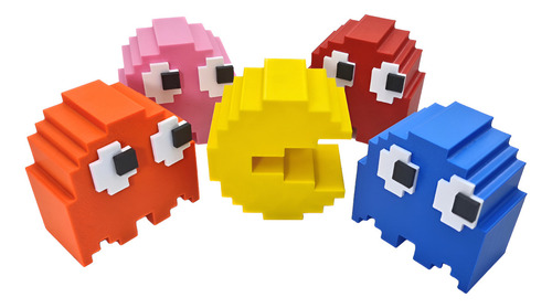 Pack Figuras Pacman + 4 Fantasmas 6cm Impresión 3d Makeme