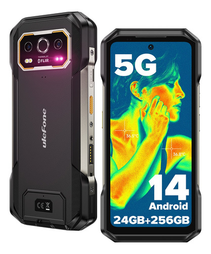 Celular Ulefone Armor 27t Pro Thermal Imaging Dual Sim 5g Rugged Phone 12+12gb 256gb 10600mah Batería 50mp+64mp Cámara De Visión Nocturna Smartphone