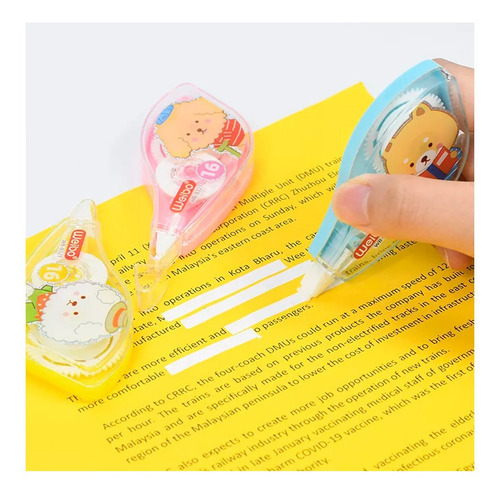 3 Correctores Cinta Kawaii Tinta Boligrafo Cinta Correctora