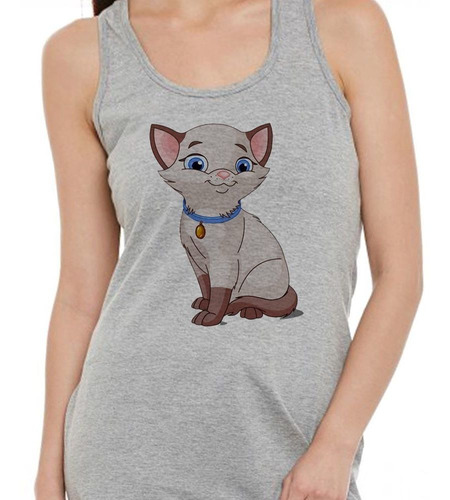 Musculosa Gato Siames Animado Dibujo