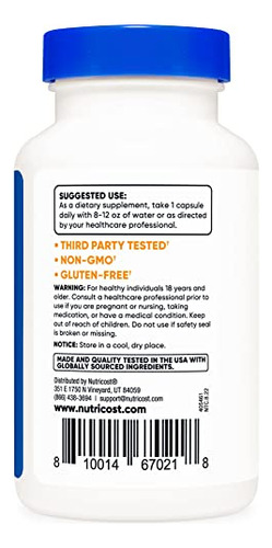 Suplemento Nutricost Vanádio + Cromo 2 Mg 180 Cápsulas