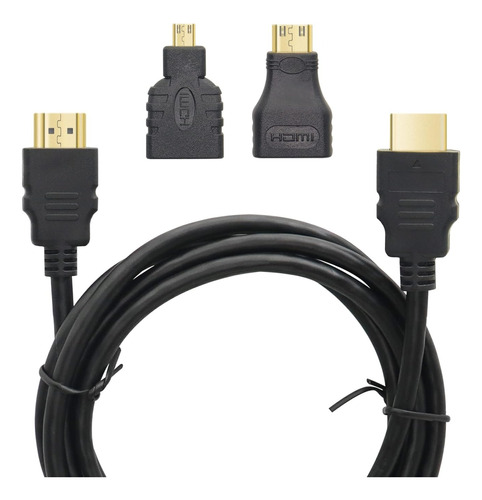 Kit 3 En 1 Cable Hdmi 1.5m Hdmi A Hdmi/mini - Hdmi/microhdmi
