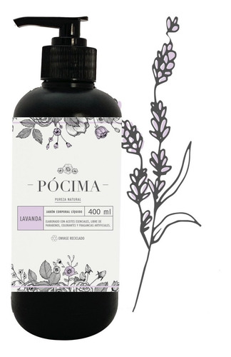 Jabón Líquido Pócima Con Aceite Esencial Lavanda. 400ml