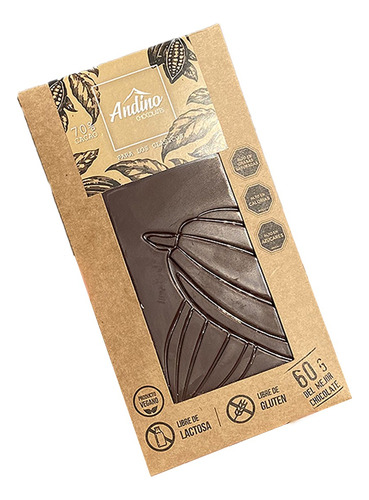 Barra Chocolate 70% Cacao | 60 Gr. Andino Chocolates