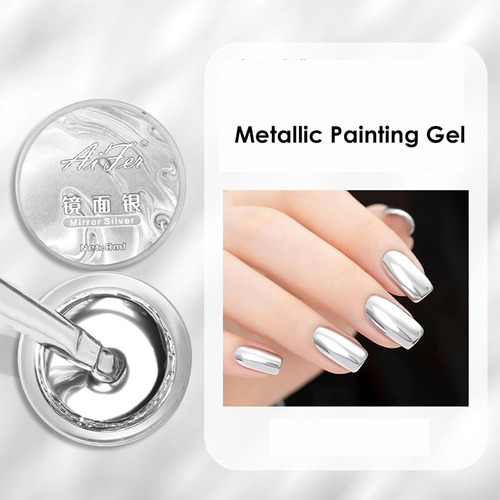Gel Uñas Metal,gel Pintado Con Efecto Espejo Metálico 3d