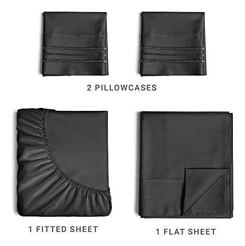 Juego De Sábanas King Size De 4 Piezas - Sábanas Cómodas, Tr