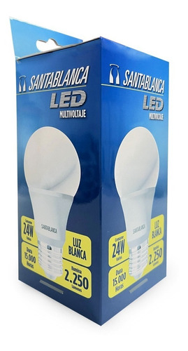 Bombillo Led Santablanca A60 24w Multivolt Luz Fria Cajita