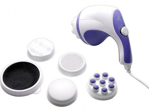 Masajeador orbital eléctrico para quemar grasa, 4 accesorios, color blanco/lila, 110 V/220 V