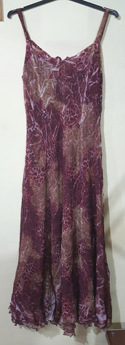 Vestido Gasa Estampado Importado Playero Impecable (Usado)