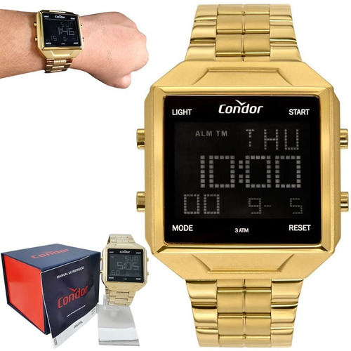 Relógio Condor Masculino Digital Banhado Ouro 18k Original