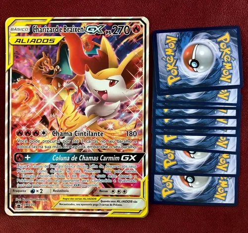 Carta Pokémon Charizard E Braixen Gx Jumbo Extra Grande