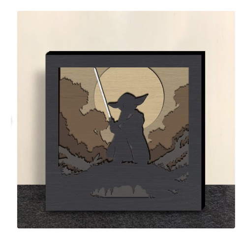 Cuadro Decorativo Star Wars Yoda Jedi En Madera Grande