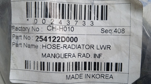 Imagen 7 de 8 de Manguera Radiador Inferior Accent 1.3/1.5