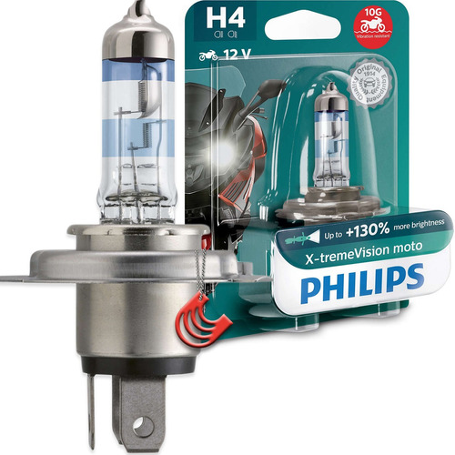 Lâmpada Philips X-treme Vision Moto H4 12v 60/55 130%+brilho