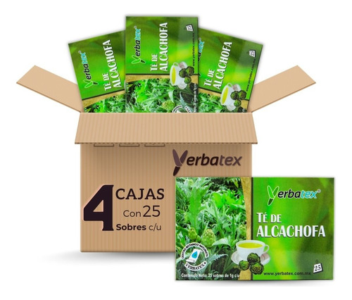 Pack 4 Té Alcachofa Caja Con 25 Sobres De 1 Gr Yerbatex