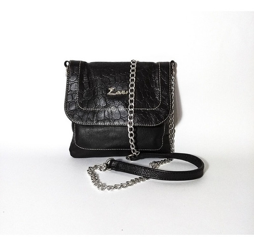 Bolso Dama Cuero Manos Libres Negro