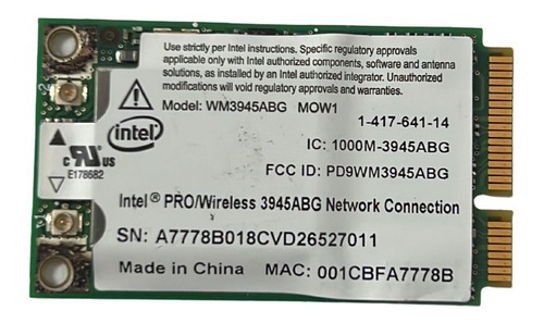 Tarjeta Wifi Intel Wm3945abg Sony Pcg-7111p 1000m-3945abg