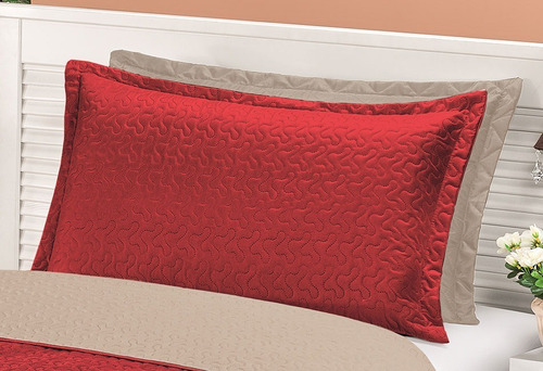 Cobre Leito 3 Peças Clara Casal Dupla Face Cáqui/vermelho