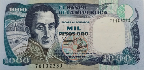 Billete 1000 Pesos Oro 31 Ene 1992 Unc