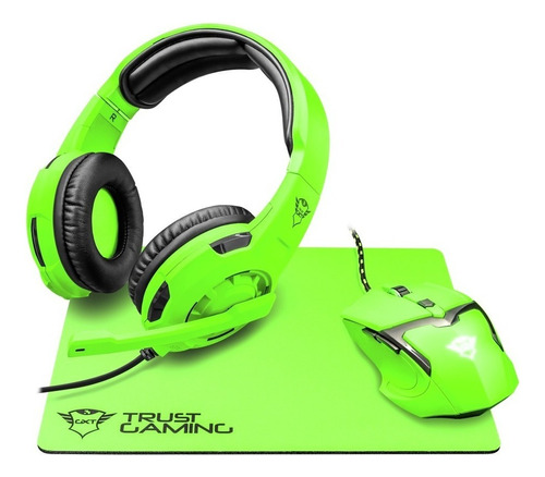 Auricular + Mouse + Pad Trust Gxt 790 Spectra Gaming Combo Color Verde
