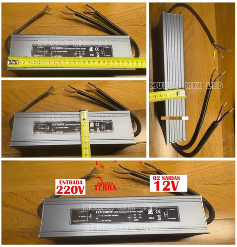 Imagem 2 de 2 de Fonte Blindada Prova Dagua P/ Leds 12v Ip67 300w 25a - 220v