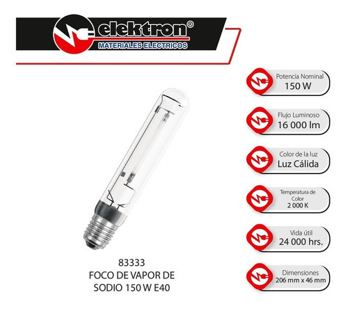 Lâmpada Nav-t Ledvance 83333 150 W E40 Cor da luz branca quente