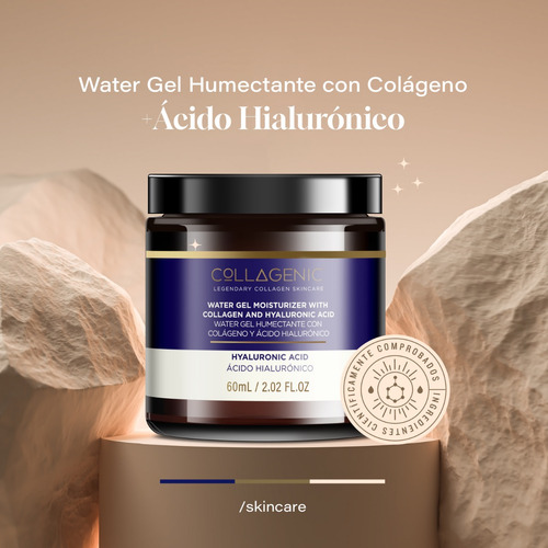 Imagen 2 de 7 de Water Gel Hidratante Facial 60ml 3% Acido Hialuronico
