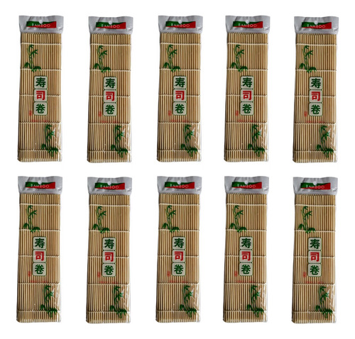 Pack Esterilla Delgada De Bambú Para Sushi X 10 Un. - Lireke