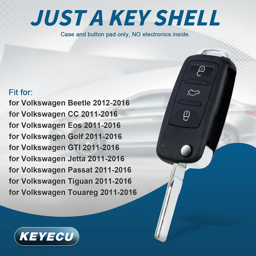 Carcasa Llave Para Vw Jetta Clasico Golf Vento Mk6 2012 2016