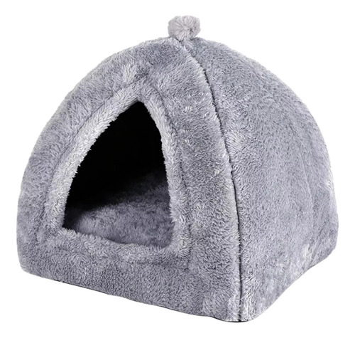 Cama Triangular Tipo Cueva Para Gatos Con Cojín Gris L