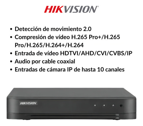 Dvr Hikvision 8 Canales +2 Ip Ds-7208hghi-m1 Serie 7200
