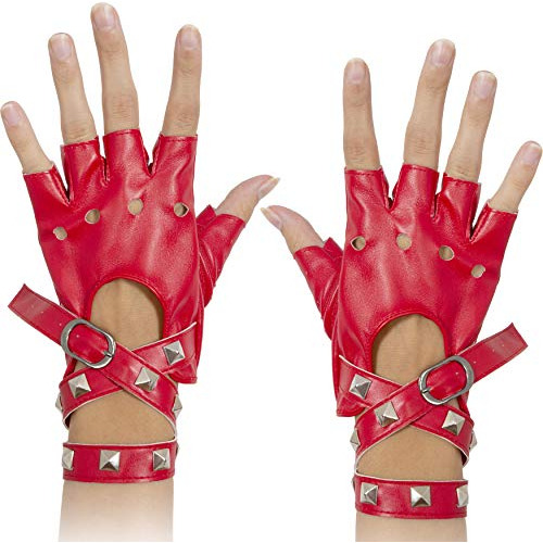 Guantes De Piel Sintética Sin Dedos: Guantes Punk De M...