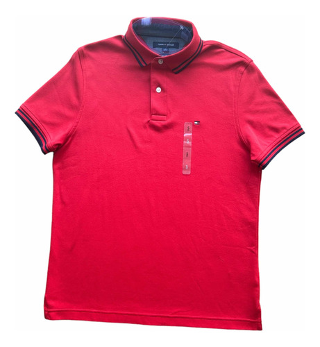Camiseta Tipo Polo Tommy Hilfiger Hombre Talla S F042 Roja