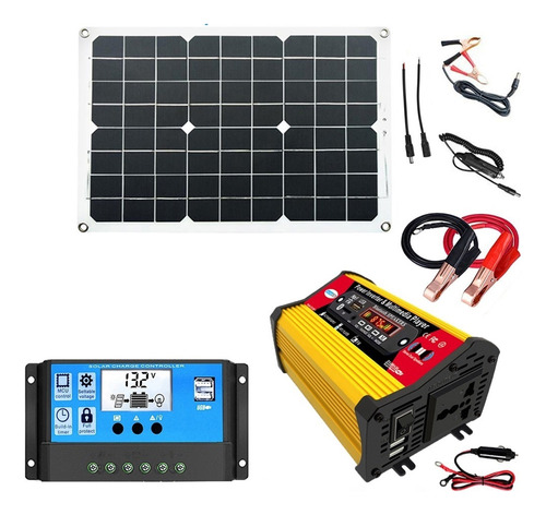 Inversor De Corriente De 300w Con Kit De Sistema Panel Solar