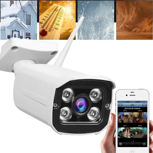 Camara De Seguridad Wifi Hd 720p Infraroja Exterior Ip66 P2p Vigilancia 24hs Vision Nocturna Sensor Movimiento