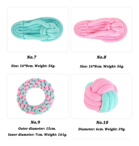 Imagen 9 de 9 de Set 12 Juguetes Para Mascotas, De Cuerdas, Nudos.