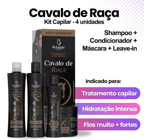 Kit Cavalo De Raça 4 Itens Bio Instinto - 3 Unidades