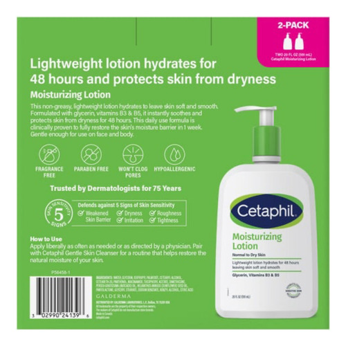 Cetaphil Loción Humectante 2 Piezas De 591ml Sin Olor