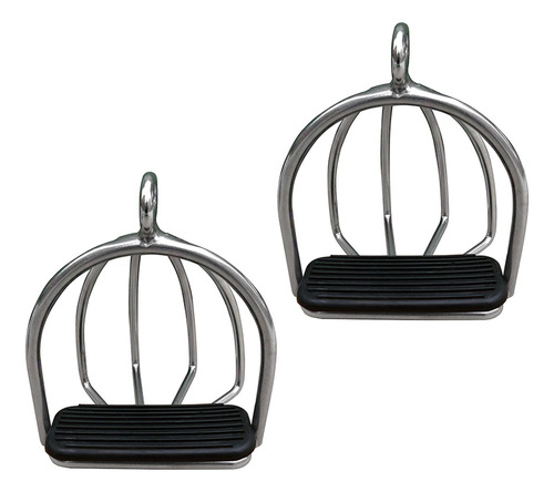 2 Estribos Para Equitação Em Gaiola De Aço 12 X 3,3 Cm