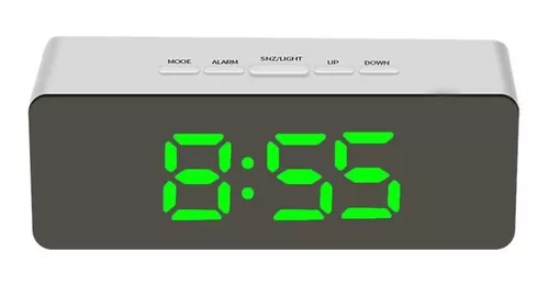 Reloj De Mesa Led Despertador Con Espejo Digital Temperatura