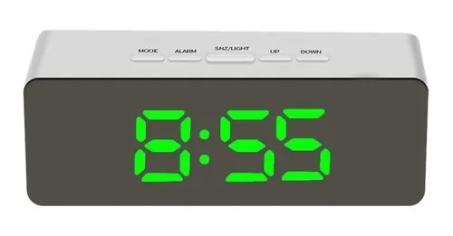 Reloj De Mesa Led Despertador Con Espejo Digital Temperatura