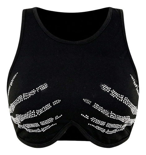 Crop Top Musculosa Strass Brillo Pinterest Dama Importado