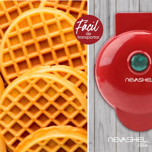 Waflera Mini Maquina Waffles Pequeña Redonda Hacer Desayunos