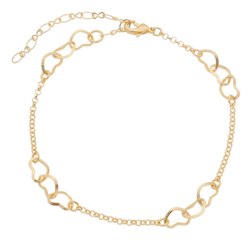 Pulseira Antialérgica Dia A Dia 3 Corações Banhado Ouro 18k