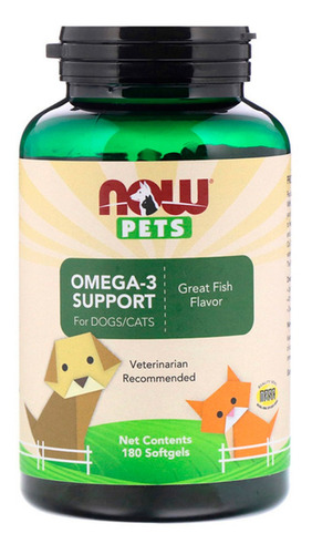 Pets Omega 3 para gatos y perros (180 geles) Now Foods